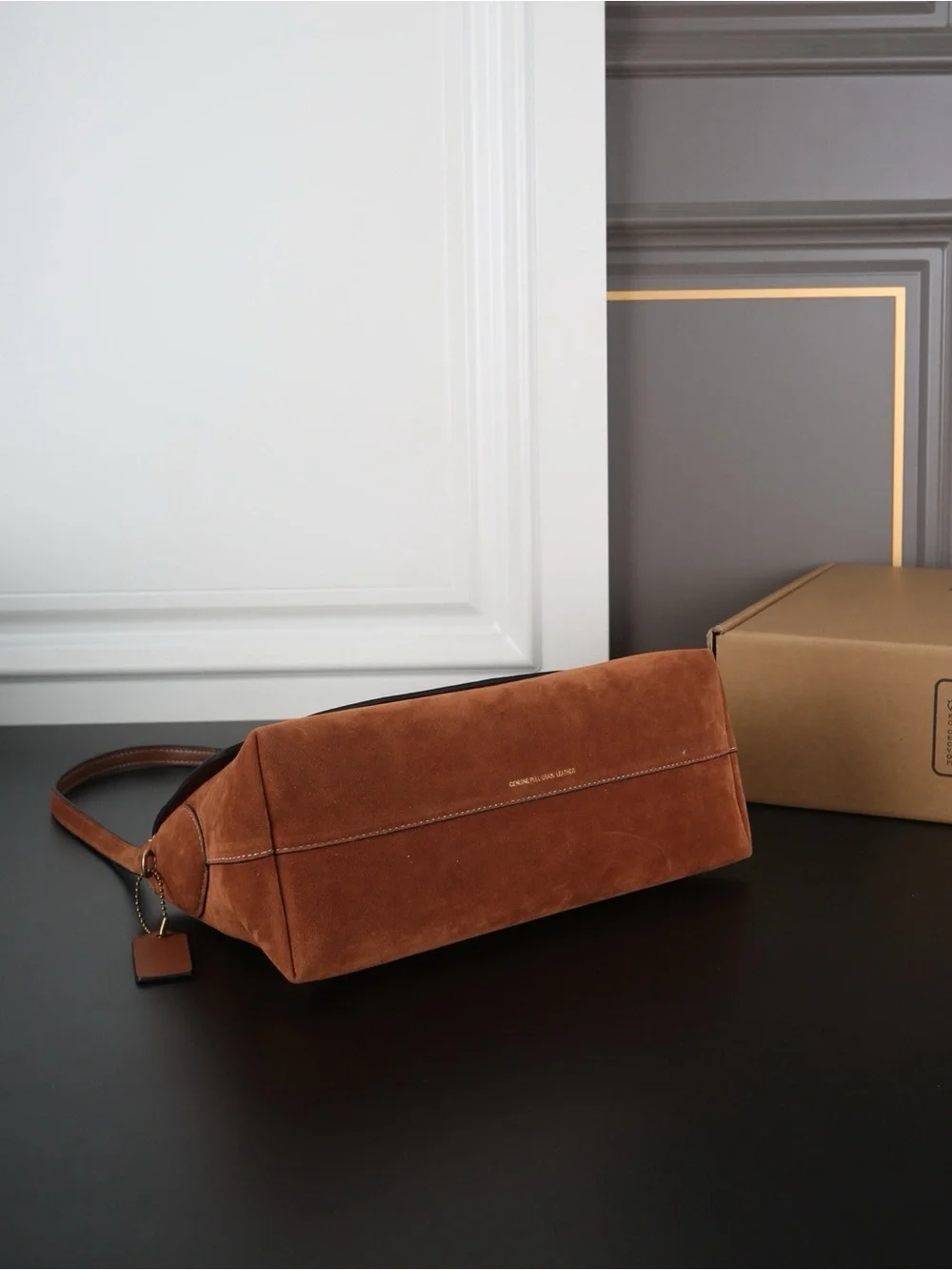 Coach Suede Shoulder Bag in Chestnut